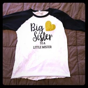 “Big Sister to a Little Mister” baseball tee.